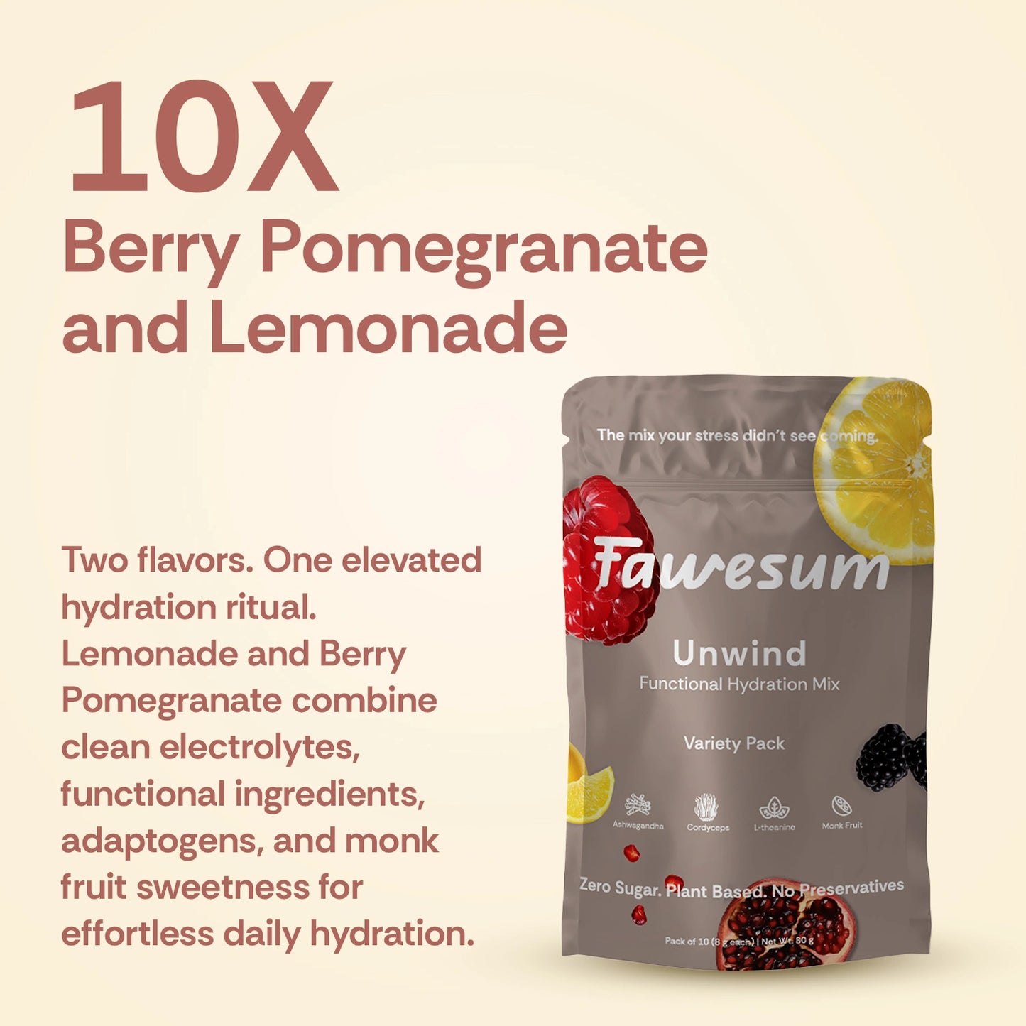 Lemonade & Berry Pomegranate Unwind Hydration Mix | Variety Pack of 10