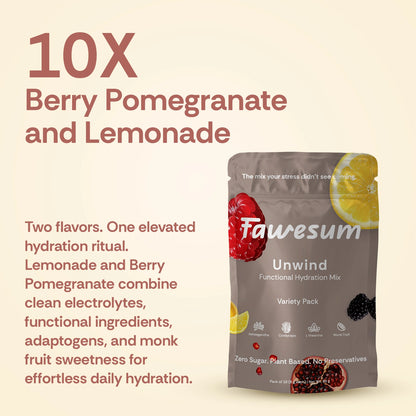 Lemonade & Berry Pomegranate Unwind Hydration Mix | Variety Pack of 10